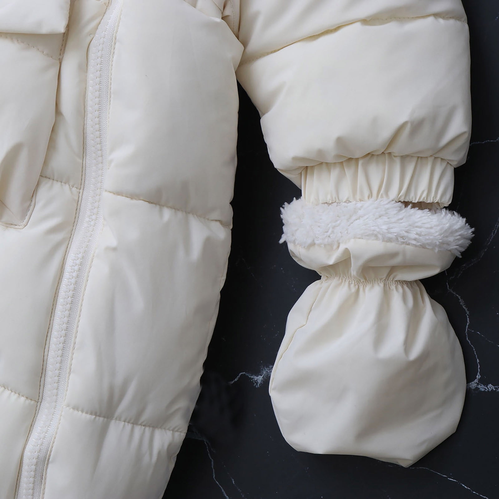 Winter Warm Bodysuit Solid Cute Bear Hooded Puffer Romper Boys Girls Snowsuit One Piece Jumpsuit