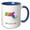 Blue/White, variant on 3drose, Massachusetts State Map - Rainbow Sketch Design, 11oz Two-tone Red Mug