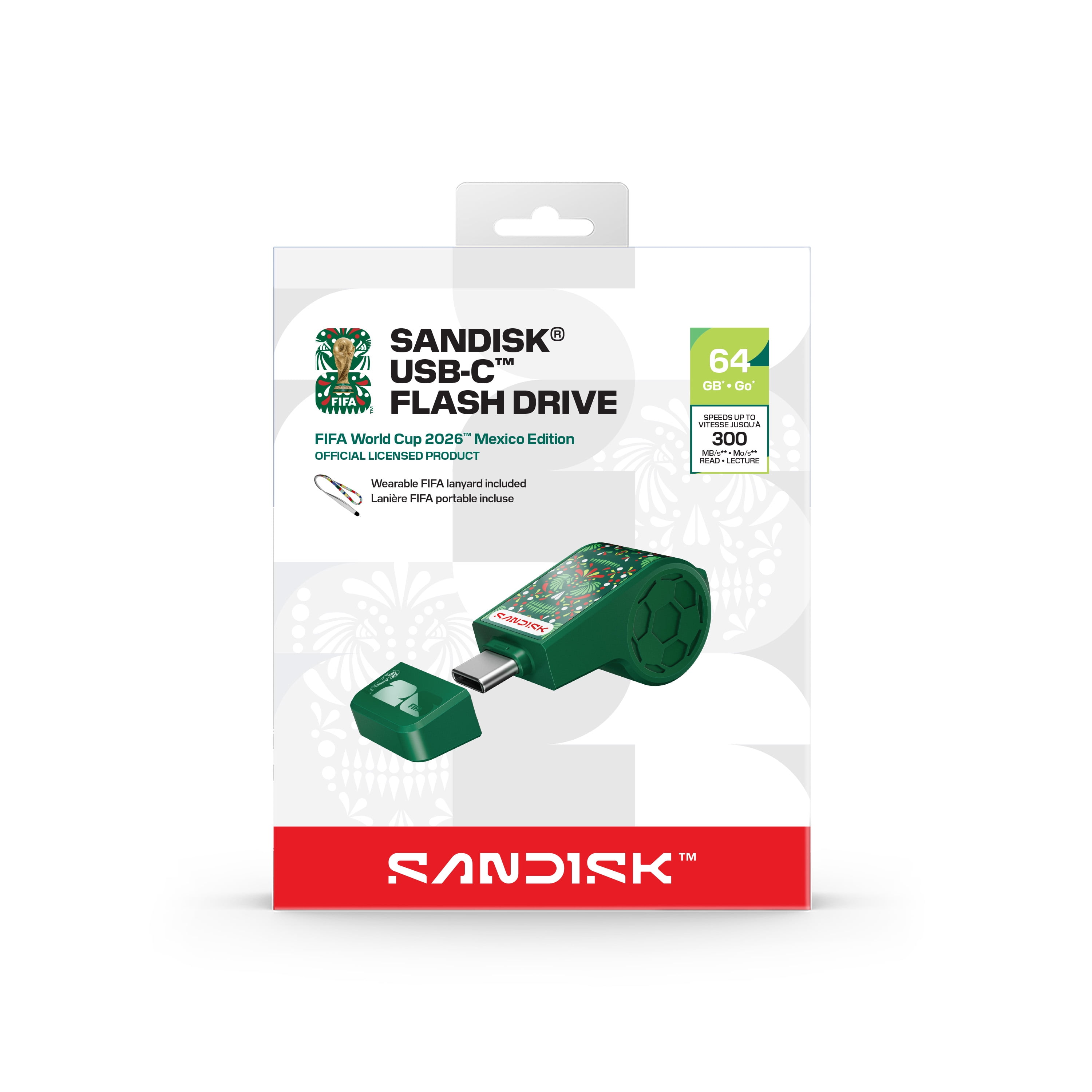 SANDISK® USB-C™ FLASH DRIVE: FIFA WORLD CUP 2026™ EDITION,  64GB GREEN, MEXICO