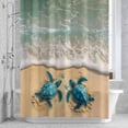 thumbnail image 2 of Summer Marine Life Bathroom Shower Curtain, Ocean Beach Wave Turtle Waterproof Washable Soft Bath Curtain for Bathtub Decor with 12 Hooks&Grommet, 72x72 Inch, 2 of 9