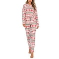thumbnail image 2 of Aunavey Womens Snowflake Print Christmas Pajamas Pullover Drawstring Pants Loungewear Nightwear Soft Pj Lounge Sets, 2 of 5