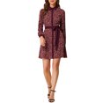 thumbnail image 2 of Allegra K Women's Contrast Collar Button Front Vintage Floral Long Sleeve Shirt Dresses, 2 of 6