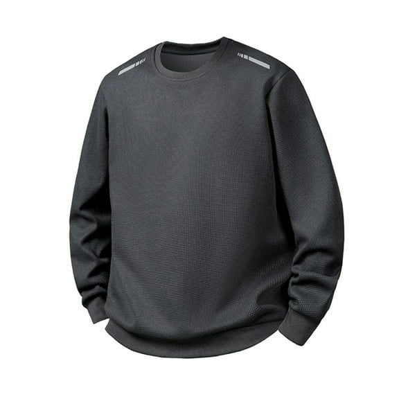 Paiwinds Men's Waffle Knit Hoodie, Polyester/Rayon/Cotton/Spandex Blend, Round Neck Pullover in Black for Casual Wear