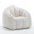 thumbnail image 3 of Corduroy Bean Bag Chair, Oversized Lounge Chair with Handle, Soft Upholstered Round Accent Chair for Living Room Bedroom Kids Room (Beige), 3 of 11