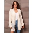 thumbnail image 6 of Womens Oversized Cardigan Sweaters Open Front Cable Knit Lantern Long Sleeve Chunky Outwear Coats Apricot M, 6 of 10