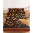 thumbnail image 2 of King Size Fitted Sheet Set - Thanksgiving 3 Piece Bedding Sets 16" Deep Pocket Fitted Sheet with 2 Pillowcases, Fall Orange Flowers Leaves Silhouette Brushed Microfiber Hotel Luxury Bed Sheets, 2 of 9