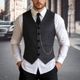 thumbnail image 2 of Slim Fit Men's Striped Suit Vest Single Waistcoat Elegant British Casual Business Jacket, 2 of 9
