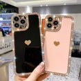 thumbnail image 3 of UBIUO Luxury iPhone 12 Pro Max Cute Case for Women,Glitter Sparkle Bling Rhinestones Case Plating Love Hearts Camera Protective Girly Case Cover Desig, 3 of 5