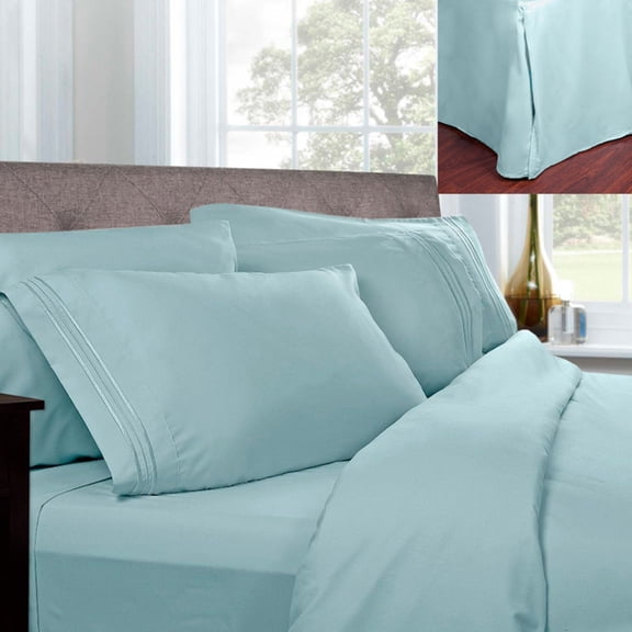 1500 Thread Count Pleated Egyptian Sheet Set with Bed Skirt by Sweet Home Collection