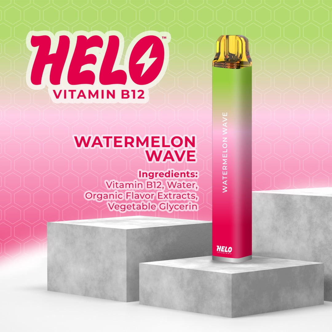 HELO Vitamin B12 Diffuser, Watermelon Wave - 800 puffs | 0% Nicotine, Gluten-Free, Sugar-Free Aromatherapy
