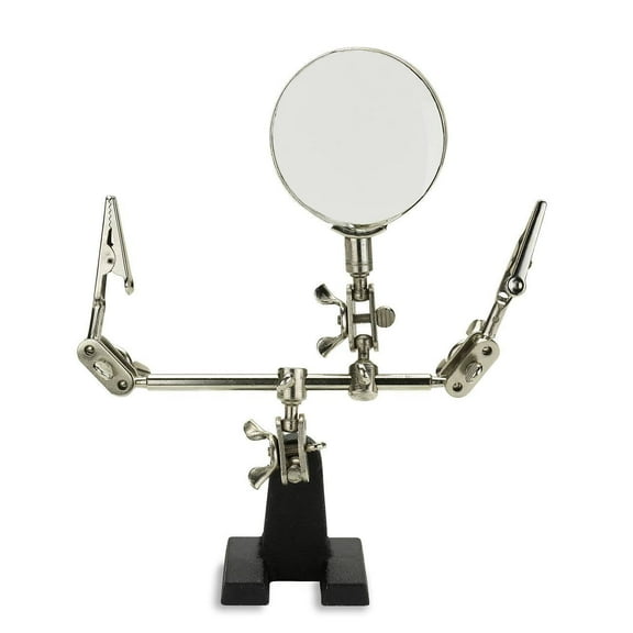 NEIKO 01902 Adjustable Helping Hand with Magnifying Glass, Third Hand Solder Aid, Soldering Wire Station Stand with Dual Alligator Clips & a Heavy Base, Beading & Jewelry Making Tools, Solder Holder