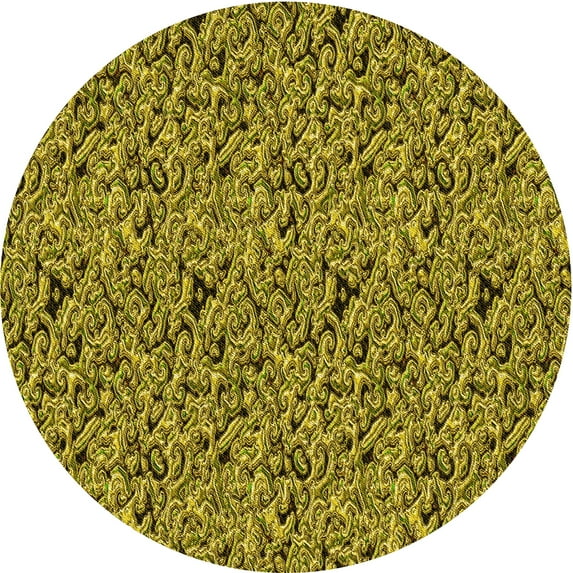Ahgly Company Indoor Round Patterned Golden Brown Yellow Area Rugs, 5' Round