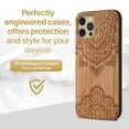 thumbnail image 2 of Case Yard Wooden Case Outside Soft TPU Silicone Slim Fit Shockproof Wood Phone Cover for Girls Boys Men and Women Supports Wireless Charging Ornamental Mandala Design case for iPhone-12-Pro-Max, 2 of 7