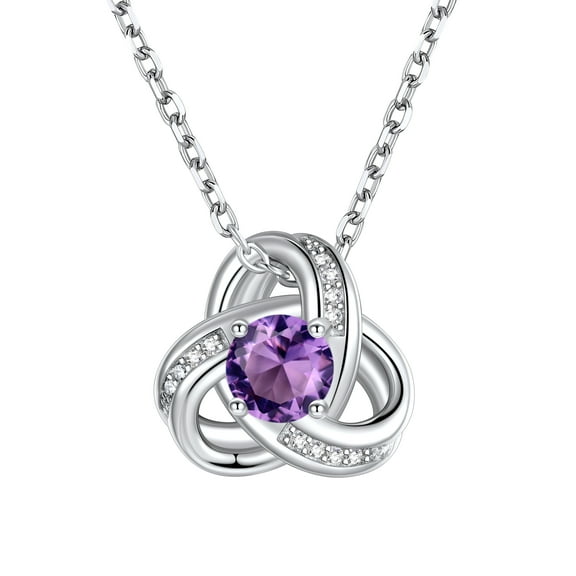Suplight 925 Sterling Silver Triangle Love Shape Knot Birthstone Necklace Love Gifts for Women