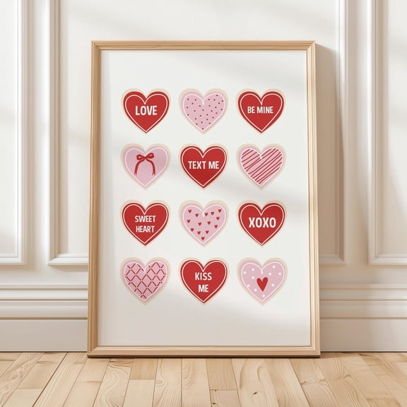 Heart Art Print, Galentine'S Day Decor, Retro Romantic Gallery Wall Art, Romantic Wall Art, Heart Art Wall Art, Modern Wall Decor, 8x12 UNFRAMED