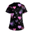 thumbnail image 3 of Womens Valentines Scrub Tops Hoilday Criss Cross V Neck Cute Love Heart Printed Scrubs Casual Short Sleeve Scrub Shirts Nursing Uniform Medical Nurse Workwear with Pockets Light Purple L, 3 of 4
