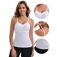 thumbnail image 3 of DARING DIVA Women's Long V-Neck Padded Camisole Seamless Slim Fit Tank XXL White, 3 of 5