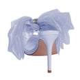 thumbnail image 3 of FSJ Women Sexy Cute Chiffon Pointed Open Toe Sandals Bow Slip On Stiletto High Heel Mules Daily Walking Party Dressy Shoes Size 5 Purple, 3 of 4