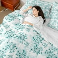 thumbnail image 4 of Manfei Cherry Blossom 7-Piece Bedding Comforter Set,Japanese Flower King Bedding Sets,Green White Ultra Soft Bed Sheets,Breathable Floral Bedroom Decorative,Reversible, 4 of 7
