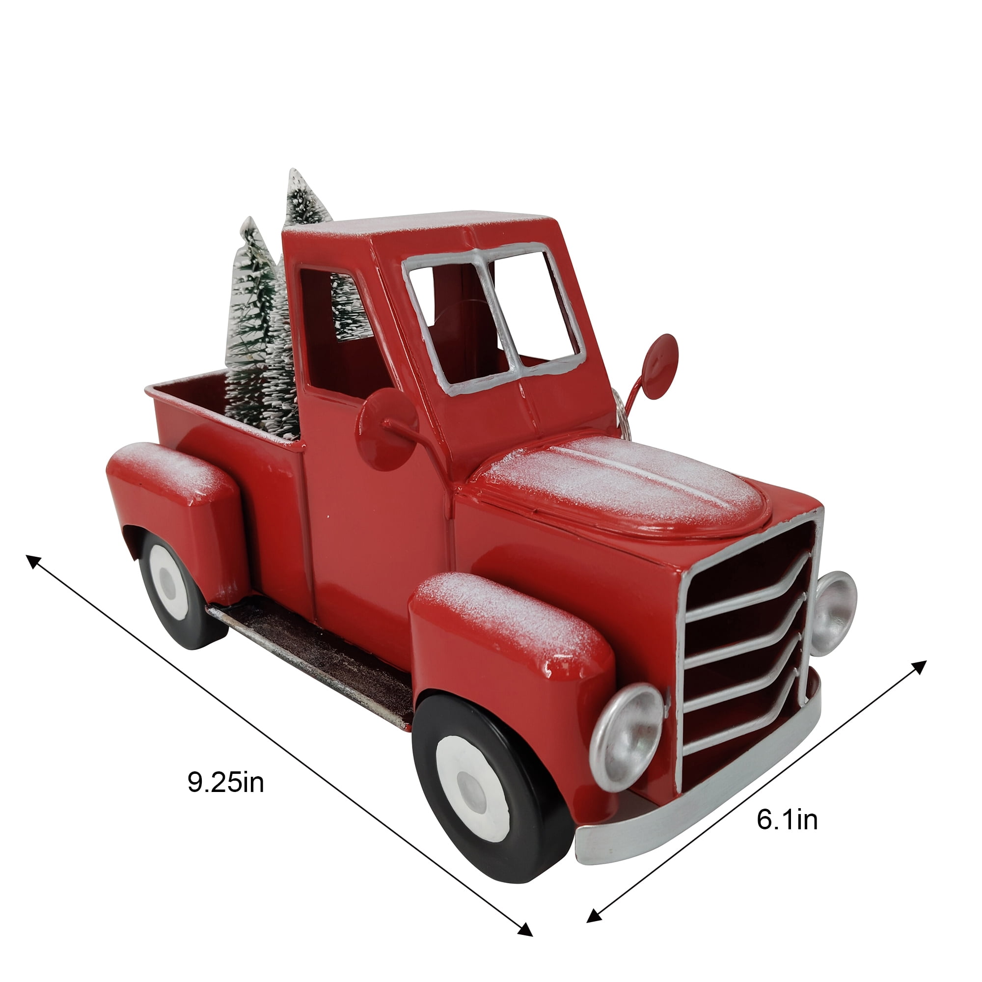 Camion rouge illuminé pour les fêtes avec décoration d'arbre Camion rouge éclairé avec arbre