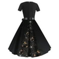 thumbnail image 3 of Mefallenssiah Robe Décontractée à Imprimé Floral pour Femmes, Manches Courtes, Col Rond, Hauteur Genou, 3 of 3