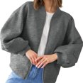 thumbnail image 2 of Lanrern Sleeve Solid Color Women Zipper Up Bomber Jacket Coat, 2 of 5