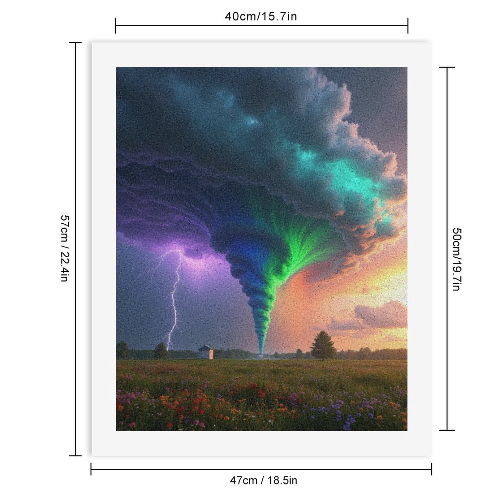 Paint by Numbers Kit for Adults, Rainbow Tornado Over Flower Field Paint by Numbers, Easy Paint by Numbers Kit for Adults Beginner, DIY Adult Paint by Number Kits on Canvas, Home Decor