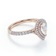 thumbnail image 3 of JeenMata Double Halo 1.75 Carat Pear Shape Genuine Moonstone and Moissanite Pave Accented Engagement Ring in 18K Rose Gold Plating over Silver, 3 of 6