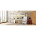 thumbnail image 3 of Full Size Loft Bed with L-Shaped Desk and Wardrobe, Metal High Loft Bed Frame with USB Port and LED Lights, Storage Stairs and Adjustable Shelf, Off White, Ships in 2 Boxes, 3 of 21