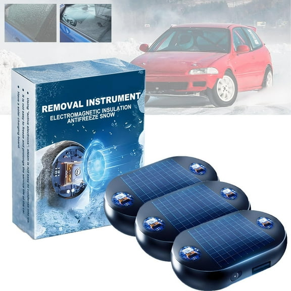 BCMMKLPP 3Pcs Anti-freeze Electromagnetic Car Snow Removal Device, 2026 New Portable Solar Electromagnetic Molecular Interference Freeze and Snow Remover Instrument for Ice and Snow Scraping