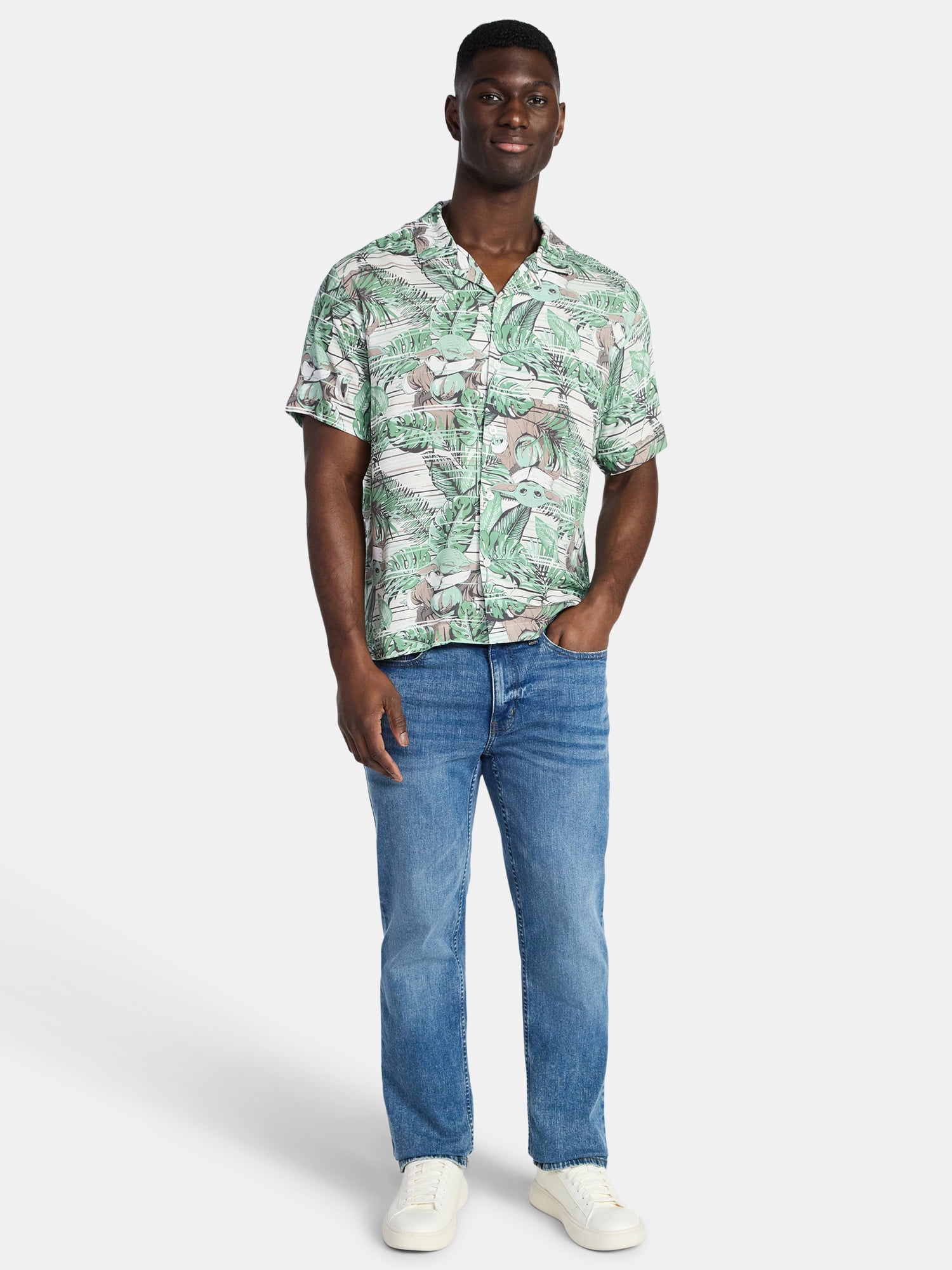 Star Wars Men's and Big Men's The Mandalorian Graphic Button-Up Shirt, Sizes S-3XL