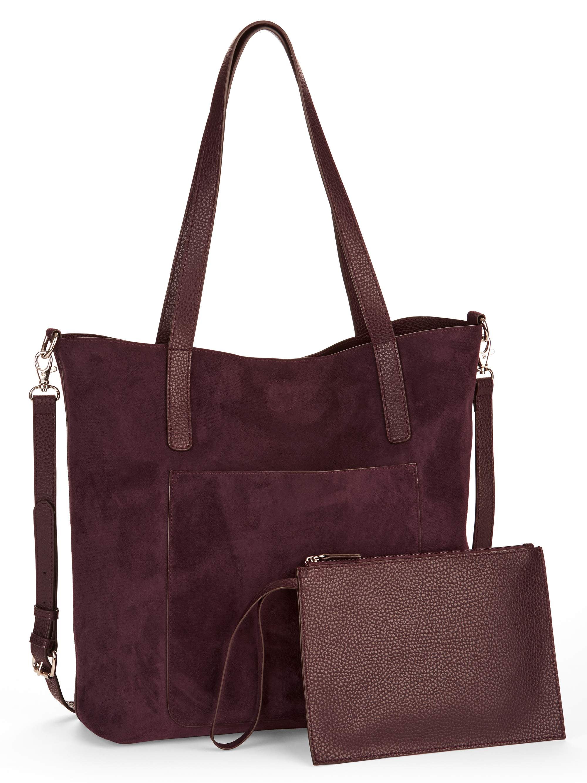 Time and Tru Leigh North South Reversible Tote with Pouch