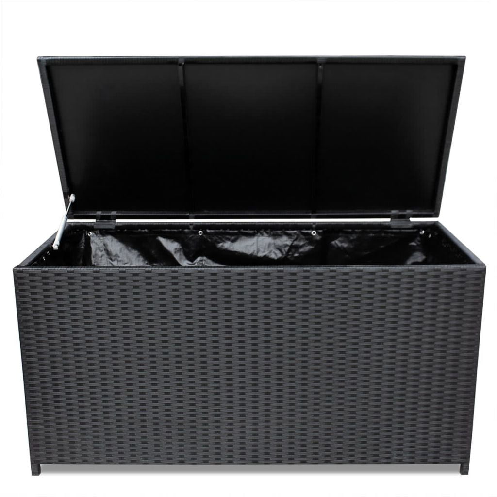 Kepooman Patio Rattan Rectangle Storage Bench for Garden Poly, 59" x 19.7" x 23.6", Black Kepooman Patio Rattan Rectangle Storage Bench for Garden Poly, 59" x 19.7" x 23.6", Black