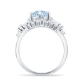 thumbnail image 6 of Two Piece Round Vintage Style Ring Aquamarine Cubic Zirconia White Tone 925 Sterling Silver, Size 6, 6 of 7
