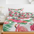 thumbnail image 6 of Twin XL Size Fitted Sheet Set - Pink Flamingo 2 Piece Bedding Sets 16" Deep Pocket Fitted Sheet with 1 Pillowcases, Summer Tropical Palm Leaves Floral Brushed Microfiber Hotel Luxury Bed Sheets, 6 of 9