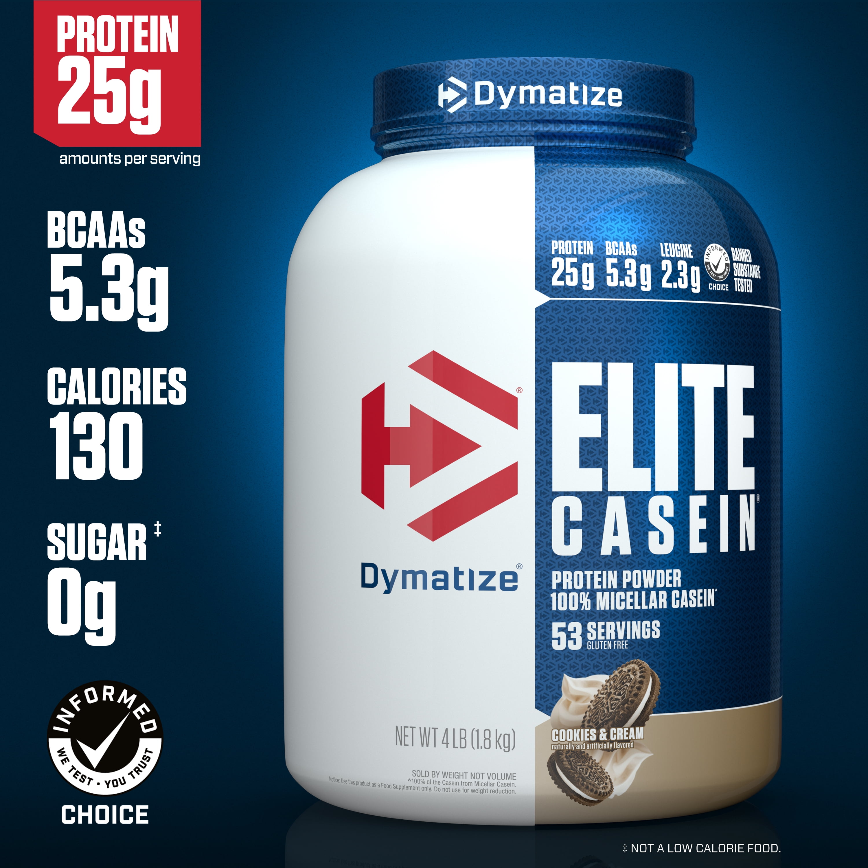 Dymatize Elite 100% Micellar Casein Powder, Cookies & Cream, 25g Protein, 4 Lb