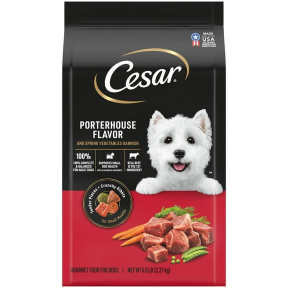 Cesar Small Breed Porterhouse Flavor And Spring Vegetables Dry Dog Food Adult, 5 Lb. Bag