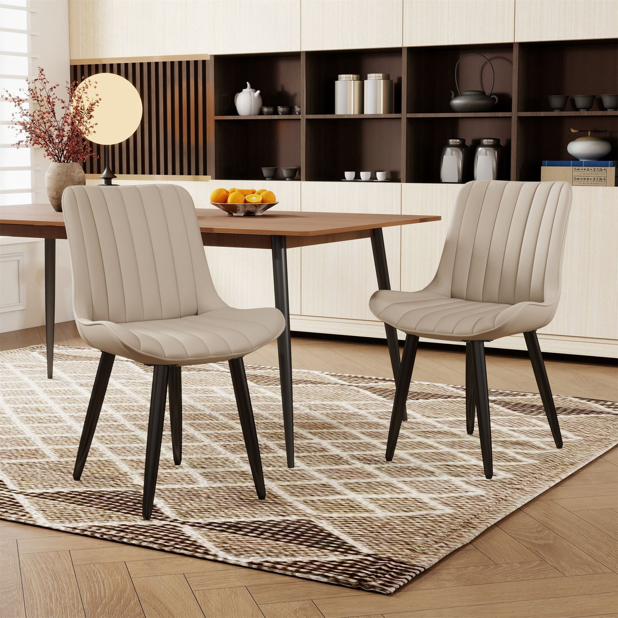Alvantor Dining Chairs Set of 4 Upholstered Side Chairs with Padded Seats & Metal Legs for Kitchen Living Room Cream