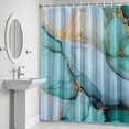 thumbnail image 5 of Marble Texture Shower Curtain for Bathroom Decor, Teal Blue Gold Gradient Crack Modern Waterproof Fabric Shower Curtain, 66"x72" Set with 12 Hooks, 5 of 9