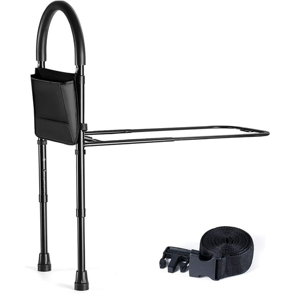 Bed Assist Rail with Adjustable Heights - Bed Assist bar with Storage Pocket - Bed Rails for Seniors with Hand Assistant bar - Easy to get in or Out of Bed Safely with Floor Support - by M