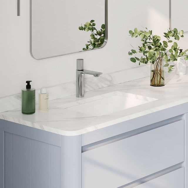 Stylish Undermount 18-1/4"L x 13"W White Porcelain Rectangular Bathroom Sink P-201