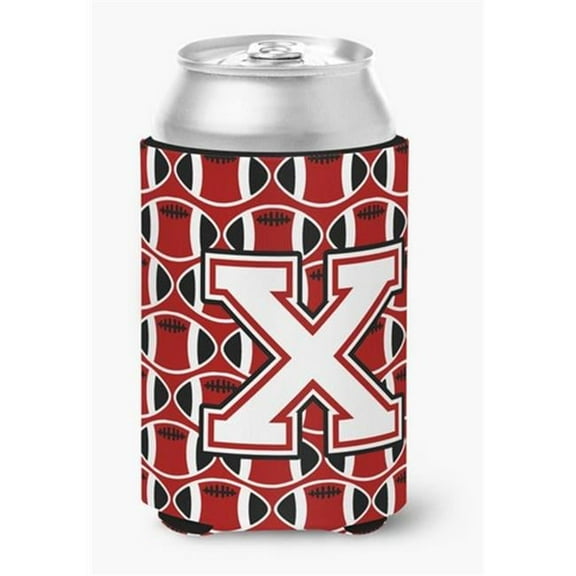 Letter X Football Cardinal & White Can or Bottle Hugger