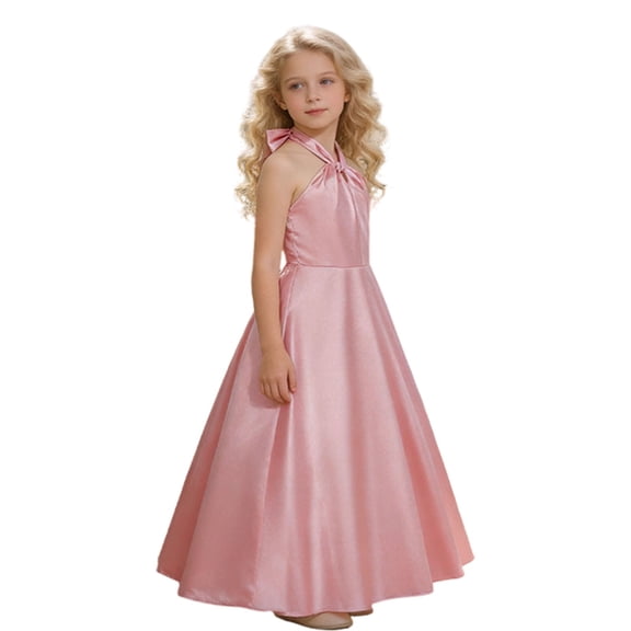 HAYIMI Elegant Girls Dress For Occasions Classic Gown With For Formal Events And Performances Halter Neck Breathable Dresses