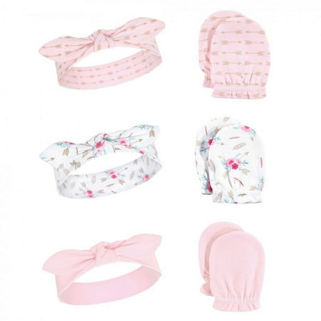 UPC: 0660168765052 | Little Treasure Baby Girl Cotton Headband and Scratch Mitten Set 6pk  Boho  One Size