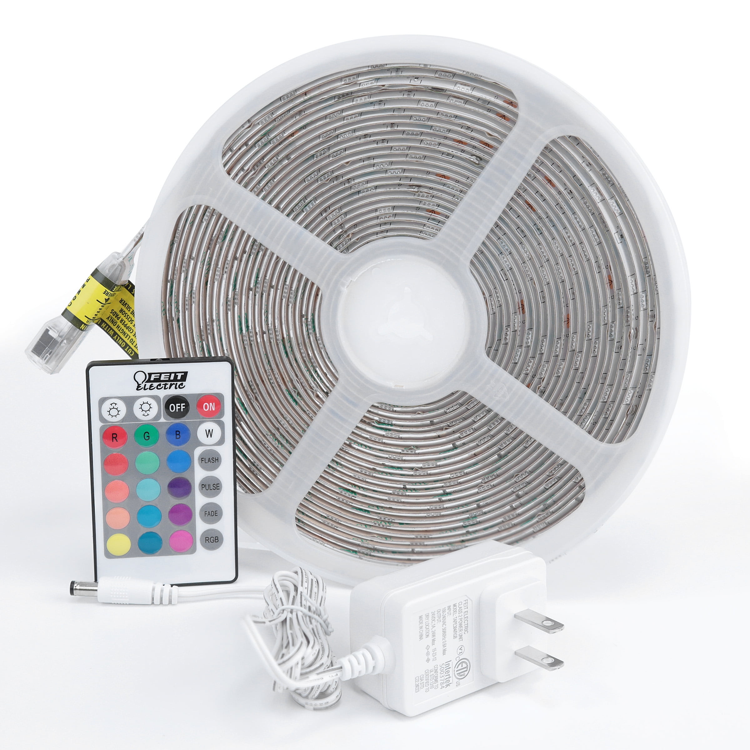 Feit Electric 32' Indoor/Covered Patio Color Changing LED Strip Light with Remote, RGB LED Plug-in