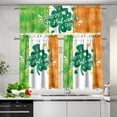 thumbnail image 4 of Green Leaves Kitchen Curtain Valance and Tiers Set of 3 Window Decorations Rod Pocket Cafe Bar Window Curtains Drapes,Easy to Install,Happy St Patrick Day Curtain Tier & Valance Set,Size M, 4 of 4