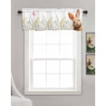 thumbnail image 3 of Easter Rabbits Linen Curtain Valance for Bedroom/Bathroom/Kitchen/Office/Living/Dining Room Windows,Easter Bunny Botanical Flower Leaves Rod Pocket Topper Drapes Decorative Cafe Drapery Panel 42x18, 3 of 6