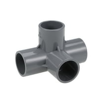 Unique Bargains 4-Way Elbow Pipe Fitting,Furniture Grade, 0.98" Tee Corner Fittings Gray 2Pcs