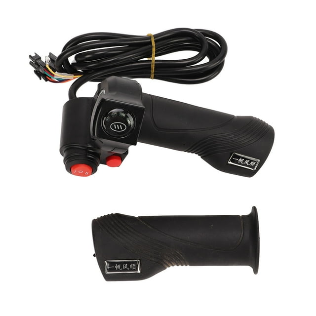 Juego de empuñaduras de acelerador para bicicleta, manillar de acelerador de 3 velocidades y 4 luces con interruptor de pantalla de alimentación para bicicletas eléctricas de 48V