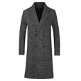 thumbnail image 1 of Abrigo a cuadros de invierno para hombre, solapa de muesca, doble botonadura, chaqueta larga, abrigo de pata de galloNegro M Unique Bargains Chaqueta, 1 of 6